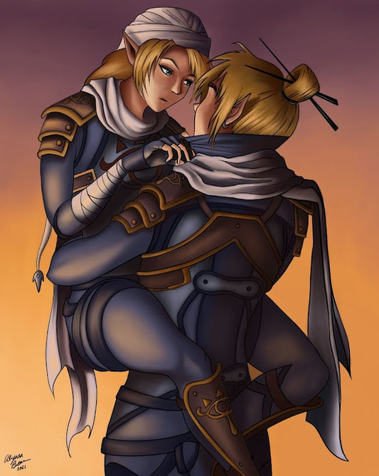 Link and Zelda Sheika garb Print
